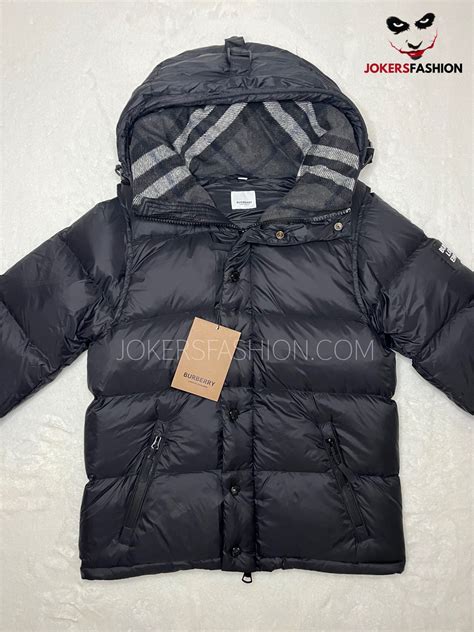 burberry lockwell puffer jas met donsvulling en capuchon|Burberry Lockwell Detachable Sleeve Check Hooded Puffer .